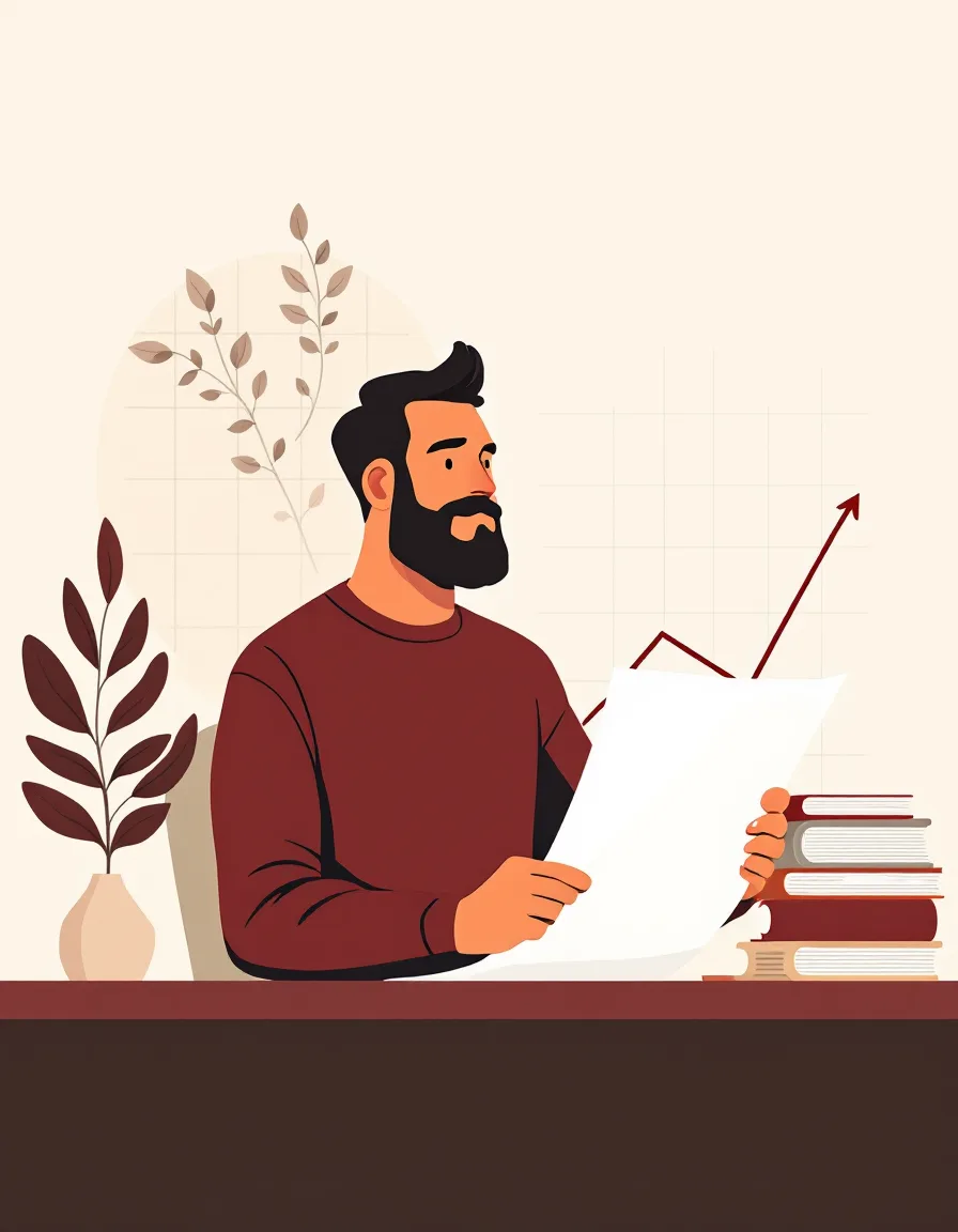 Illustration of a founder reviewing a cash flow forecast with Jorvik Advisory